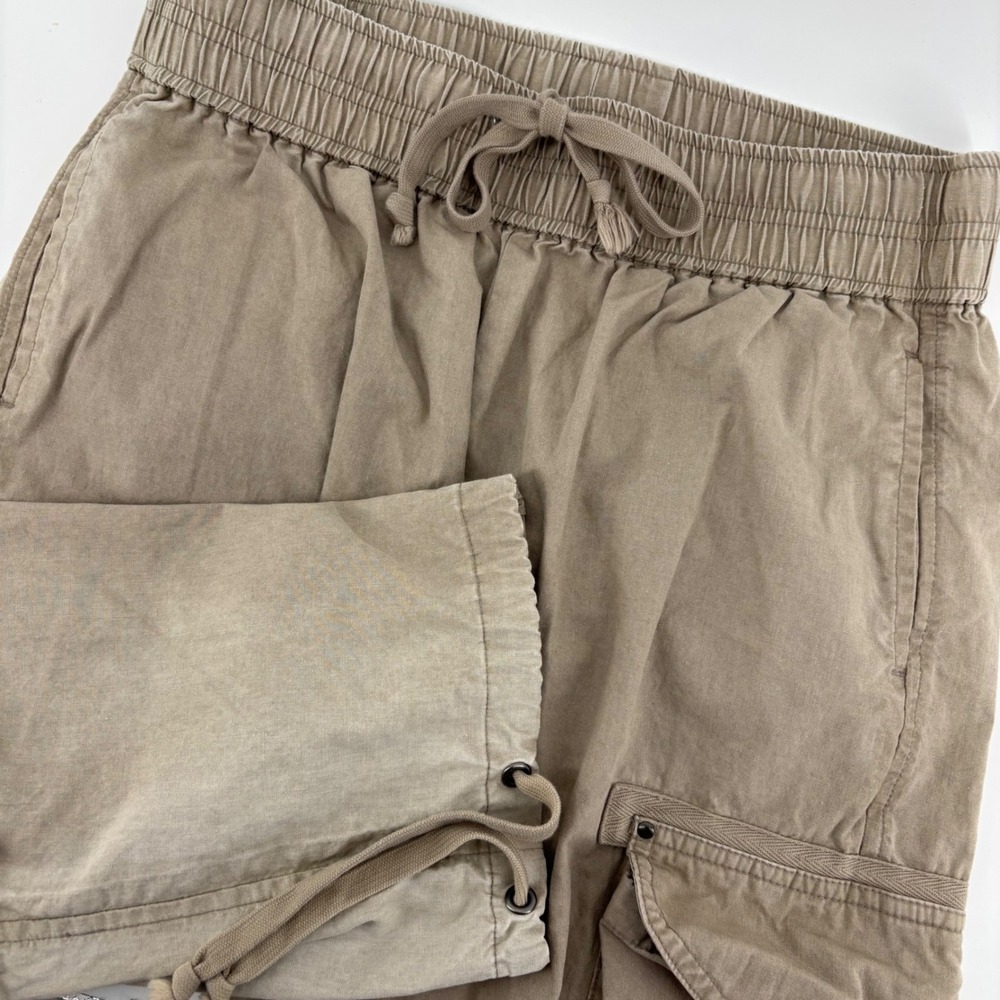 John Elliott Cargo Pants Mens 1/Sm Khaki Drawstring Sateen Bungee‎ Cuff Gorpcore